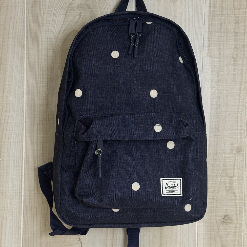 Herschel Supply Co. Backpack Navy Blue Denim Polka Dot Preppy